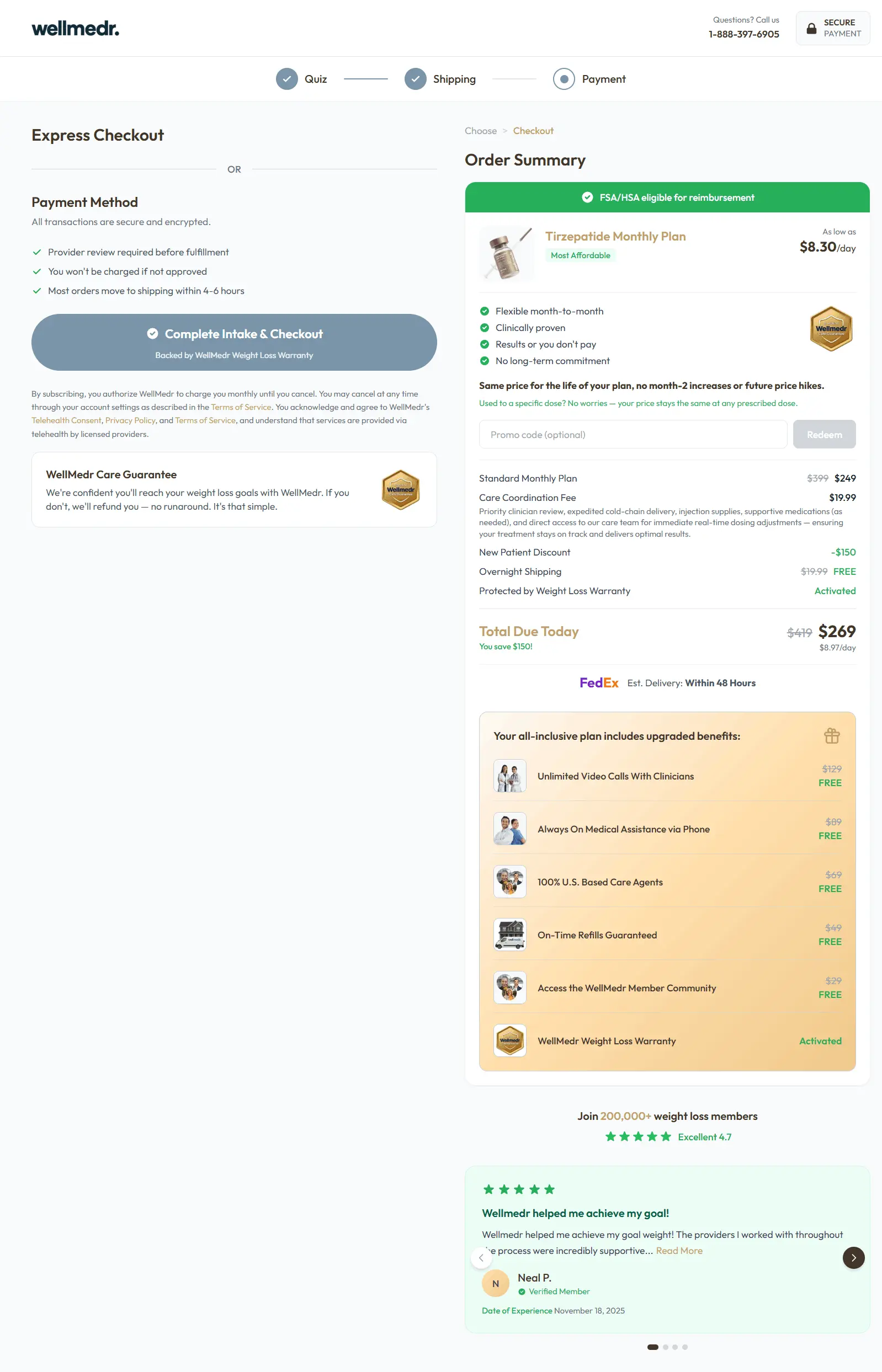 Wellmedr glp-1 checkout page